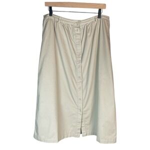Serengeti Catalog Women Beige Button Front Skirt Safari Pocket Sz Large Cotton